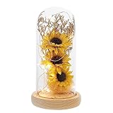 RORPOIR 1 Stück Sonnenblume Led-Lampe Frau Batterie Tischlampe Mini Blumenstrauß Glas Lichterkette Fee Tischlampe Weihnachtsfeier Dekoration Mini Kuppellampe Sonnenblumenlicht Led-Licht