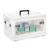 GREELUE Aufbewahrungsbox mit Deckel 25L, Medizinbox, Storage Boxes, Kisten Aufbewahrung, Transparente Plastikbox (Weiß)