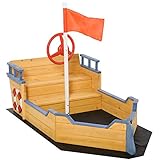 Outsunny Sandkasten Schaufel Sandkasten Sandkasten Schiff aus Tannenholz Segelschiff Piratenschiff Design groß für Kinder 3-6 Jahre Natur