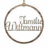 Holz Kranz Schriftzug Herbst - Holzkranz Tür Haustür - toller Herbstkranz zum Aufhängen - Herbstlicher Türkranz Outdoor & Indoor - Herbsttürkränze Deko Holzring Willkommen Schild (Personalisiert)