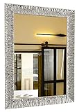 GaviaStore - Julie Silber 70x50 cm - Moderner Wandspiegel (18 Größen und Farben) groß Gross Wohnzimmer modern Wand Schlafzimmer Bad Eingang Spiegel