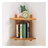 AOKLEY Bücherregal 2-stufige Wandhalterung Eckregale Wandmontage Open Book Regal Space Saving Dekorative Regale for Zuhause- und Büroflächen Aufbewahrungsregal (Color : Natural)