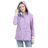 Zannycn Frauen Lange Regenjacke Wasserdicht Regenmantel Wasserdicht Leichte Gefüttert Packbar Sportjacke Wasserdicht Regenbekleidung Damen Wasserdichte Faltbar Regenmantel