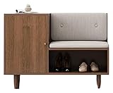 Schuhschrank Eingangsbank Schuh-Organizer, verstellbares Holz-Schuhregal Bank Holzschuhhocker Schuhaufbewahrung Schrank mit Kissensitz für Flur, 100 x 40 x 71 cm (Farbe: Walnussbraun, Größe