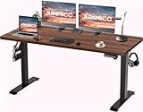JUMMICO Elektrisch Höhenverstellbarer Schreibtisch 160 x 80 cm mit USB-Ladeanschluss Schreibtisch Höhenverstellbar Elektrisch Ergonomischer Steh-Sitz Tisch mit 4 Memory Funktion und 360°Rollen (Braun)