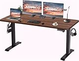 JUMMICO Elektrisch Höhenverstellbarer Schreibtisch 160 x 80 cm mit USB-Ladeanschluss Schreibtisch Höhenverstellbar Elektrisch Ergonomischer Steh-Sitz Tisch mit 4 Memory Funktion und 360°Rollen (Braun)