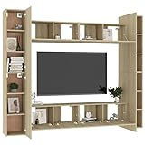 Wohnwand Komplett Set hängend 8 teilig, TV Board Lowboard Fernsehtisch Sideboard Schrankwand modern, 80x30x30cm, Sonoma-Eiche