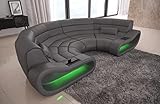 Sofa Dreams Ledersofa Concept in C Form - mit LED Beleuchtung, ergonomische Rückenlehnen/Lederfarben wählbar (Grau)