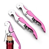 3 Packs Drincarier Kellnermesser Professional Wine Openers, Upgraded Heavy Duty Edelstahl Wine Key,Classic All-in-one Corkschreck, Flaschenöffner und Foil Cutter (3 Stück Pink)