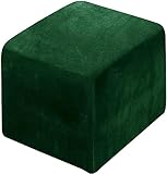 MOBTOR Samtbezug, quadratisch, klein/mittel/groß, Schonbezug, Stretch-Fußhockerbezug für Stuhl/Sofa, Lederaufbewahrung, Fußhocker, dunkelgrün, L