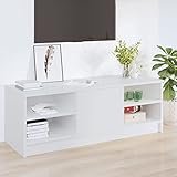 SHUJING TV-Schrank, TV Lowboard, TV Board, Fernsehtisch, Fernsehschrank, Wohnzimmer, TV Tisch, Fernseher Tisch, Fernsehkommode, Hochglanz-Weiß 102x35x36,5 cm Holzwerkstoff