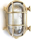 MARETeam Foresti & Suardi - Ovale maritime Lampe | Schiffslampe | aus poliertem Messing | 200 x 139 mm | IP 54 | E27 Sockel (klares Glas) incl LED Leuchtmittel
