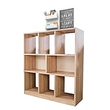 Coemo Raumteiler Split Bücherregal Sonoma Eiche Büroregal 3 Etagen Würfelregal mit 8 Fächern, Standregal, Aktenregal 100x30x106cm