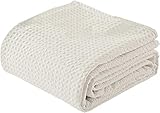 Rajlinen Decke aus Baumwolle mit Waffelmuster, Größe Queen (228x228 cm), atmungsaktive Thermodecke – 100 % Baumwolle, Überwurfdecke und Steppdecke für Bett und Sofa für alle Jahreszeiten.