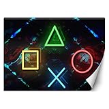 Premium Vinyl Fototapete Für Gamer Gaming Spielkonsole 100x70 cm XXL Wandtapete Tapeten Wohnzimmer Schlafzimmer Jugendzimmer Büro Flur Hotel Spa Moderne Design Wand Dekoration Jugend Teenager Blau