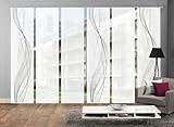 Vision S 96333-0307 | 6er-Set Schiebegardine Heights | halb-transparenter Stoff in Bambus-Optik | 6X 260x60 cm | Farbe: Grau