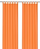 heimtexland ® Dekoschal mit Schlaufen und Kräuselband uni in orange HxB 245x140 cm BLICKDICHT aber Lichtdurchlässig - Vorhang natürlich matt einfarbig mit wunderschön leichtem Fall - Schlaufenschal Bandschal ÖKOTEX Gardine Typ117