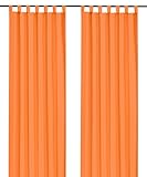 heimtexland ® Dekoschal mit Schlaufen und Kräuselband uni in orange HxB 175x140 cm BLICKDICHT aber Lichtdurchlässig - Vorhang natürlich matt einfarbig mit wunderschön leichtem Fall - Schlaufenschal Bandschal ÖKOTEX Gardine Typ117