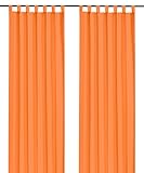 heimtexland ® Dekoschal mit Schlaufen und Kräuselband uni in orange HxB 245x140 cm BLICKDICHT aber Lichtdurchlässig - Vorhang natürlich matt einfarbig mit wunderschön leichtem Fall - Schlaufenschal Bandschal ÖKOTEX Gardine Typ117