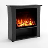 GLOW FIRE Poseidon Elektrokamin mit Heizung (1500 W) und 3D Multi Color Farbwechsler| Elektrischer Standkamin mit Knisterfunktion, Heizlüfter & Fernbedienung, Schwarz