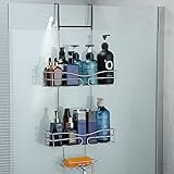 Cooeco Duschablage zum Hängen - Duschregal zum Hängen Edelstahl Duschkorb Hängend über Badezimmer Duschtür Shampoo Halterung für Dusche mit Glaswänden mit Seifenschale und Haken