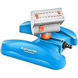 GRÜNTEK Mini - Rasensprenger mit 16 Düsen bis 378 m2 / 4069 ft2 Bewässerungsfläche mit Turbo-Motor. Viereckregner Sprinkler Rasen Sprenger