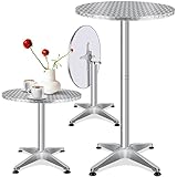 KESSER® - 2in1 Stehtisch klappbar Bistrotisch Aluminium Edelstahlplatte | höhenverstellbar | 70cm / 115cm | Partytisch Tisch Ø 60cm | In- & Outdoor | Hochzeit | Empfangstisch | Klapptisch, Silber