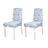 PLUS PO Stuhlhussen günstig Stretch stuhlhussen kaufen Abdeckungen für esszimmer stühle Esszimmer Stuhl Abdeckung Sitzbezüge stühle Esszimmer Stuhl Kissen Set of 2,Blue