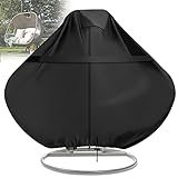GARPROVM Hängesessel Schutzhülle, Hängesessel Abdeckung wetterfest 600D Oxford Wasserdicht Anti-UV Abdeckplane für Schwebesessel Schwingsessel Hängestuhl Abdeckhaube - 230 x 200cm Schwarz