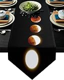 Vollmond Mond Prozess Schwarz Tischläufer Moderne Küche Dekor Tischflagge Tischdecke Tischset Hotel Home Tischläufer-WHH01288,33x178cmTischläufer