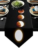 Vollmond Mond Prozess Schwarz Tischläufer Moderne Küche Dekor Tischflagge Tischdecke Tischset Hotel Home Tischläufer-WHH01288,33x178cmTischläufer