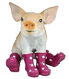 colourliving Schwein Figur mit Gummistiefeln Gartendeko Sau Figur Gartenfigur Dekofigur Tierfigur lustige Gartendekoration Ferkel brombeer