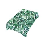 Rechteckige Tischdecke, 152,4 x 213,4 cm, Monstera-Blätter, tropische Palme, weiß, moderne Tischdecke, Picknick, Vinyl-Stoff, Leinen, Tischdecke für Küche, Esszimmer, Party-Dekoration