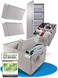 Schrank & Schubladen Organizer [Herausnehmbare Trennwände] 30x23x14cm I 2er Set I Grau I faltbare Aufbewahrungsboxen I Ordnungssystem Kleiderschrank I für Kleidung Hosen Unterwäsche Lego usw.