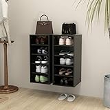 Mogou Schuhschränke 2 STK Schuhorganizer, Flurgarderobe, Shoe Cabinet, Schuh Schrank, Flurschrank, Schuhkipper, Schuhaufbewahrung, Hochglanz-Schwarz 31,5x35x70 cm Spanplatte