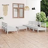DCRAF Gartenmöbel-Set 8-teilig weiß massiv Kiefer massiv