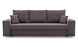 BETTSO -Sofa mit Schlaffunktion und Bettkasten, Couch für Wohnzimmer, Schlafsofa Federkern Sofagarnitur Polstersofa Wohnlandschaft mit Bettfunktion - 238x92x75 cm KIOTO (Dunkelgrau)