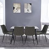 Hawthyhome Esszimmerstühle 4er Set Küchenstuhl Küchenstuhl Polsterstuhl Wohnzimmerstuhl Sessel mit Rückenlehne, Sitzfläche aus Kunstleder Grau