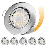 cloksh LED Einbaustrahler 230V Flach Dimmbar LED Spots 6W IP44 Bad Einbauleuchten Deckenspots Deckenstrahler,Warmweiß 3000K Schwenkbar Einbauspots für Badezimmer Küche Wohnzimmer,6er Set