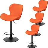 FZ FUTURE Jacquard Stretch Barhocker Bezüge 6/4/2 Stück Kneipe Thekenhocker Stuhlbezüge mit Rückenlehne Waschmaschinenfest Barhocker Schonbezüge für Esszimmer Stühle Barhocker,Orange,4 pcs
