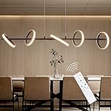 CBJKTX LED Pendelleuchte Esstisch Hängelampe Schwarz Esszimmerlampe Modern Dimmbar Esstischlampe mit Fernbedienung 42W Ring Hängeleuchte 150CM Höhenverstellbar Wohnzimmer Pendellampe für Esszimmer