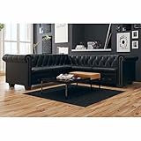 Festnight Ecksofa Eckcouch Sofa L Form Retro Couch 5 Sitzer Chesterfield Sofa Kunstleder Wohnzimmersofa Loungesofa Wohnzimmer Sofas & Couches Schwarz