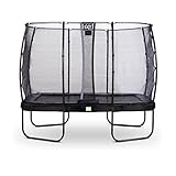 EXIT Toys Elegant Trampolin - 214x366cm - Rechteckiges Trampolin Outdoor für Kinder - Sicherer Einstieg - Stabiler und Robuster Rahmen - mit Foot Protection System - Schwarz