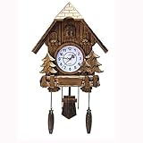 Kuckucksuhr, modische Wohnzimmer-Wanduhr, 50,8 cm, Wecker, hochwertige Schaukel-Taschenuhr, Moderne Kurze stündliche Sendezeit (C)
