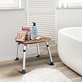 OQHAIR Badehocker, Badezimmermöbel, Toilettenhocker, metallischer, fächerförmiger Bambus-Badesitz, Duschstuhl für Schwangere Frauen, alte Menschen
