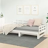 Festnight Tagesbett Ausziehbar Einzelbett 90x200 cm Schlafsofa Holzbett Bettsofa Weiß Schlafcouch Ausziehbett Sofabett Gästebett Bettgestell Bett Holz Jugendbett Weiß