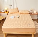Latest Breathable Silky Mattress Cover, Fitted Sheet,Children Summer Cooling Mat Sleeping Pad Girls,Coffee,47inchx79inch(3pcs)