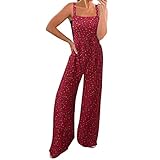 CGGMVCG - Damen-Overall mit Trägern, lässig, mit Knöpfen, Blumenmuster, klassischer Stil, Rot -, XXL
