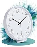 LATENO - Wanduhr zum aufstellen oder aufhängen - weiß 20 cm - Lautlos - Klassisch und Modern - Quarz Uhrwerk - Wanduhr ohne tickgeräusche - Wanduhr modern