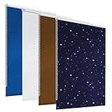 ECD Germany Verdunkelungsrollo 80 x 230 cm - Blau mit Sternen - Klemmfix - ohne Bohren - für Sonnen- und Sichtschutz - inkl. Befestigungsmaterial - EasyFix Rollo Klemmrollo